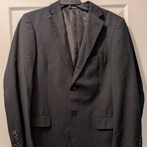 Dockers 42R Blazer Sport Coat Jacket 2-Button Polyester Black Pinstripe Poly 65%